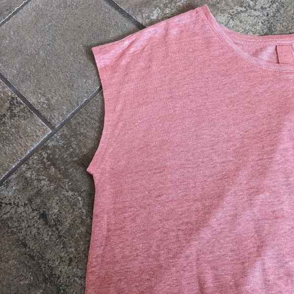 Tahari Linen Short Sleeve Button Back Top Laggenlook High Low Size L Dus… - Picture 4 of 10